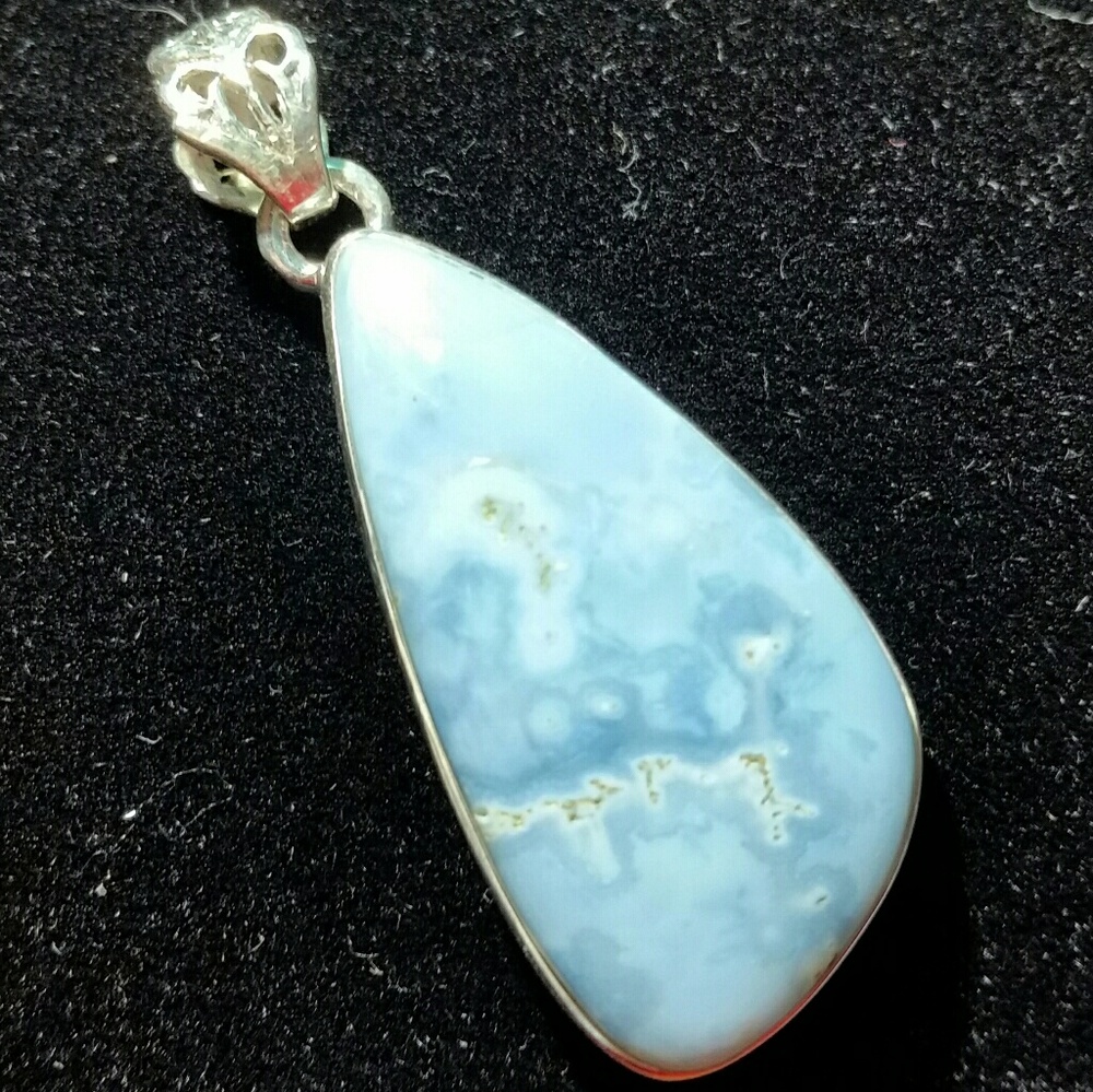 .925 Silver Owyhee Opal Teardrop Pendant